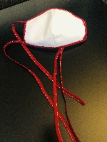 Bavlnené biele rúško s bordovým lemom - vhodné na vyvárku AKCIA